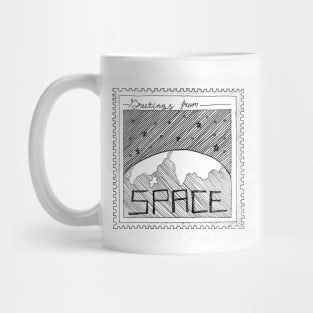 Greetings from SPACE -- planet earth, gifts for teachers, rocket launch Mug